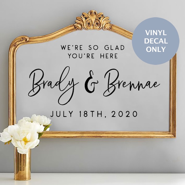 Wedding Welcome Sign, Custom Mirror Decal, Decal for Wood