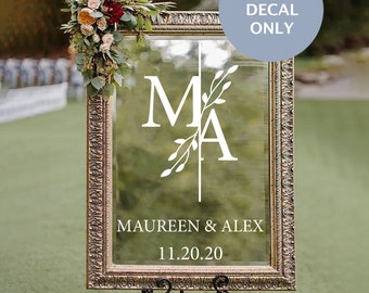 Wedding Monogram Sticker, Rustic Wedding Decor, Acrylic Wedding Sign