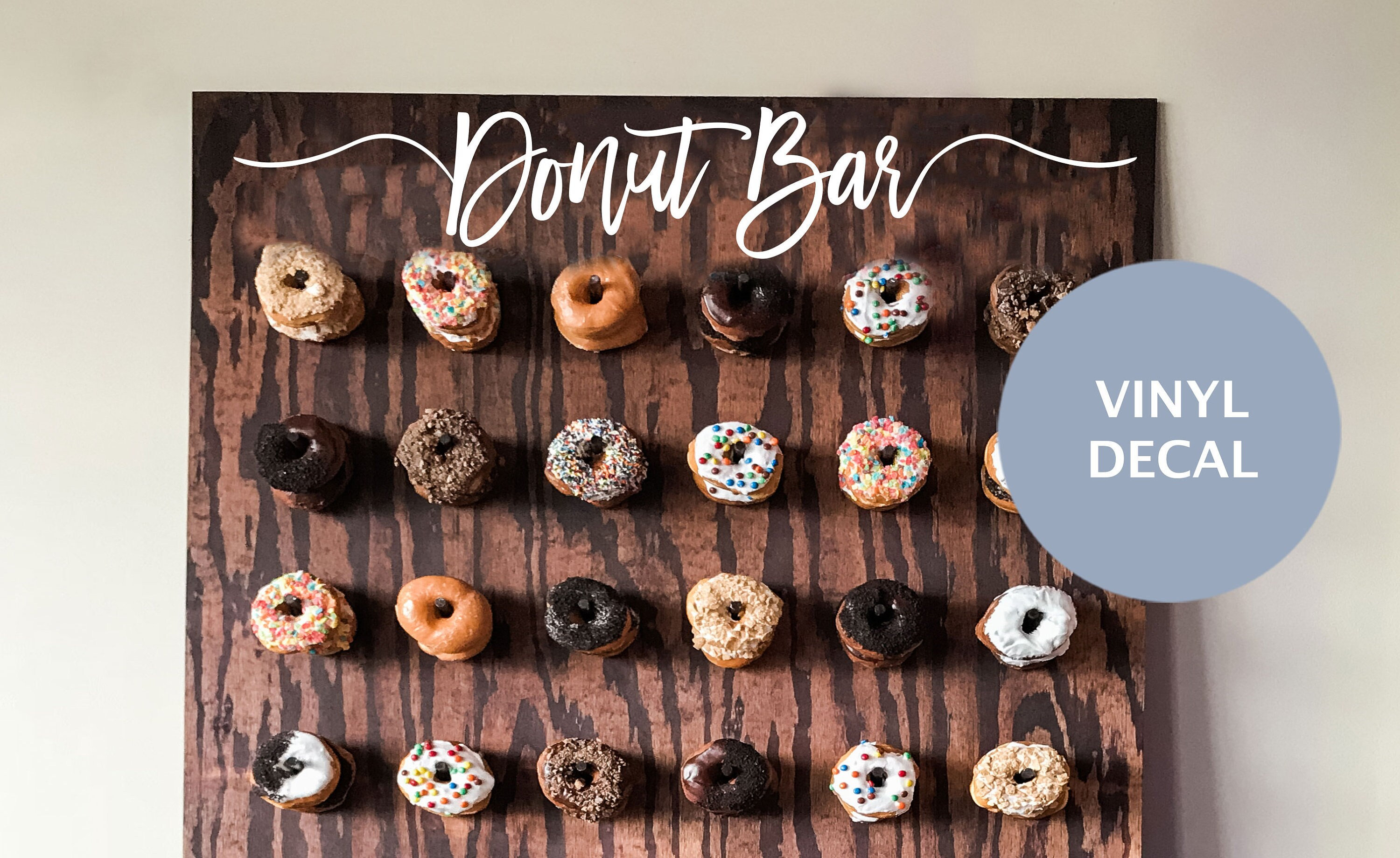 Rustic Wedding Donut Bar Decal: Custom Dessert Table Sign for Reception Wall, Mirror, or Wood