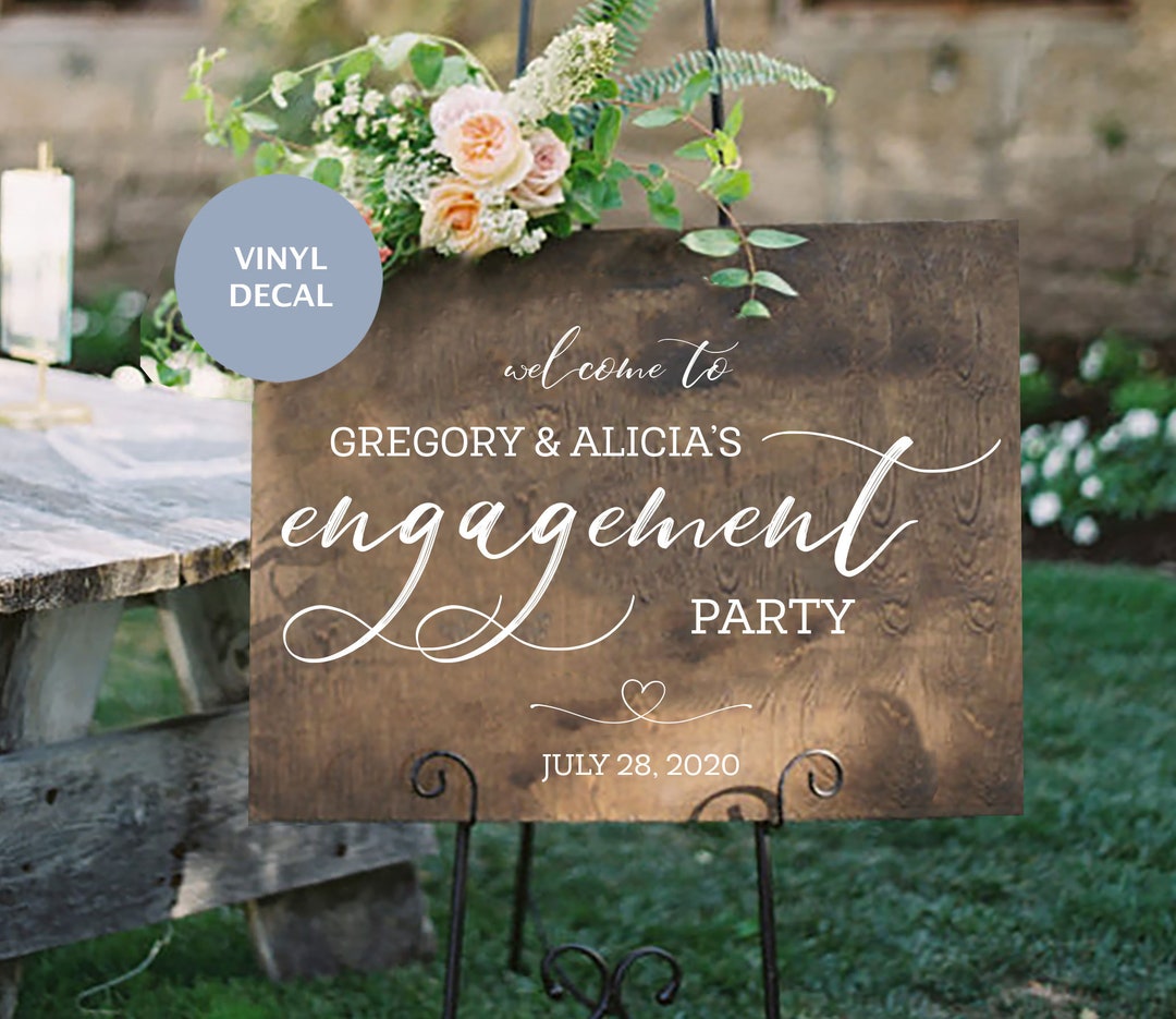 Engagement Party Sign, Acrylic Sign Decal, Engagement Party