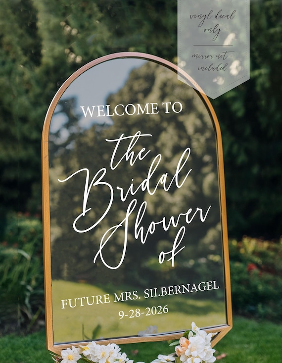 Bridal Shower Mirror Decal: Custom Vinyl Sticker for DIY Welcome Sign
