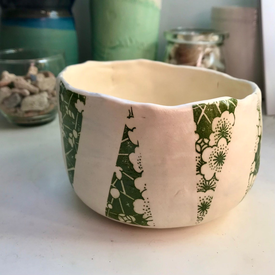 Handmade Clay Bowl With Flowers Etsy