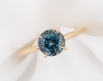 2ct Round Blue Montana Sapphire Solitaire Ring, Simple Solitarie Montana Sapphire Ring, Round Sapphire engagement ring, 14k gold sapphire