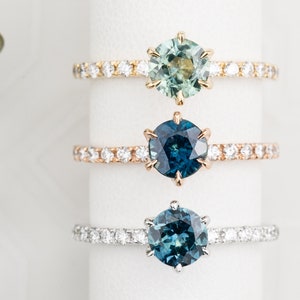One of a kind engagement ring, Round Sapphire Ring, Montana sapphire engagement, six prongs round engagement ring, Blue Queensland sapphire