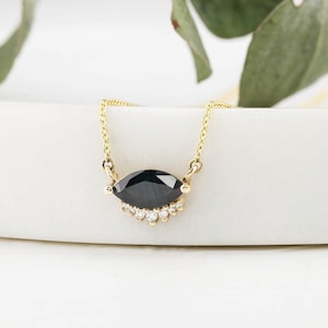 14k gold teal blue sapphire necklace, dainty marquise diamond necklace, dainty simple charm necklace, blue marquise sapphire, Unique gift