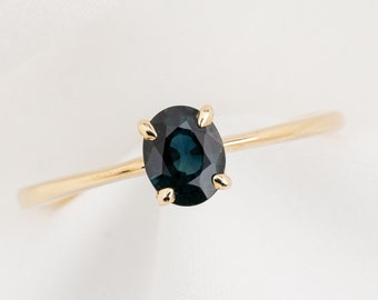 0.76ct Turmalinring, Minimalistischer Verlobungsring, Verlobungsring, Turmalin Solitärring 585er Gelbgold