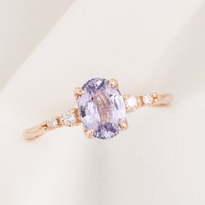 Oval Lavendel Saphir Verlobungsring, Vintage inspirierter Ring, Lila Saphir Diamant Ring, einzigartige ovale Verlobungsring, Oval Saphir Ring