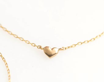 14k Rose Gold Heart Bracelet, tiny heart chain bracelet, unique valentines day gift, rose gold small heart bracelet, yellow gold, white gold