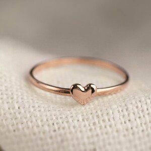 Rose Gold Mini Heart Ring Tiny Heart Ring 14k Gold Dainty - Etsy