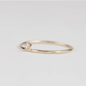 Minimalist engagement ring, simple engagement ring, delicate diamond ring, dainty solitaire ring, 14k solid gold, rose gold, white gold image 2