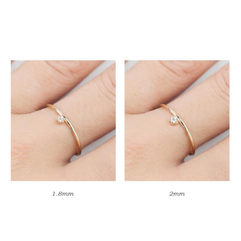 Minimalist engagement ring, simple engagement ring, delicate diamond ring, dainty solitaire ring, 14k solid gold, rose gold, white gold image 6