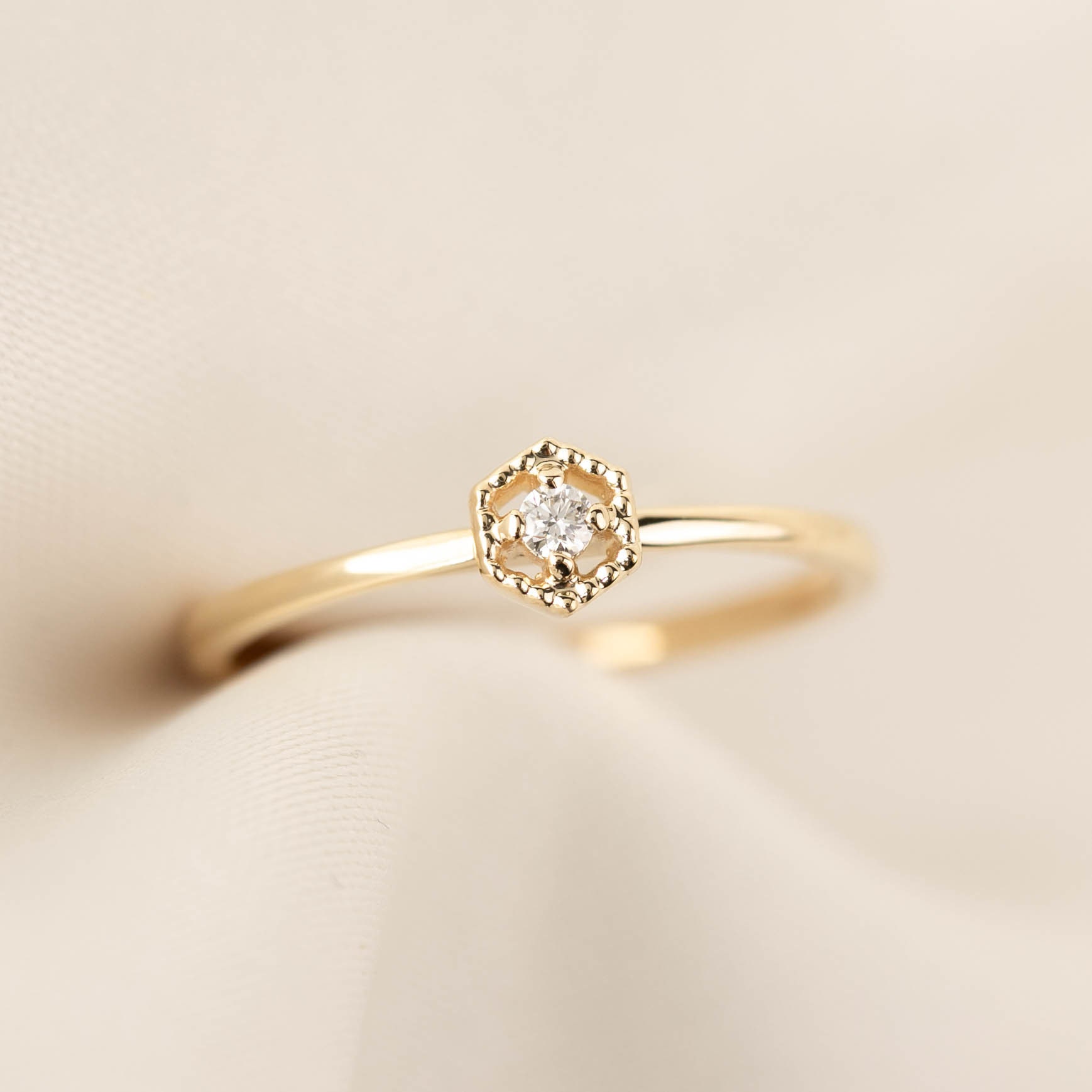 Unique Engagement Ring Tiny Diamond Ring Simple Diamond - Etsy UK