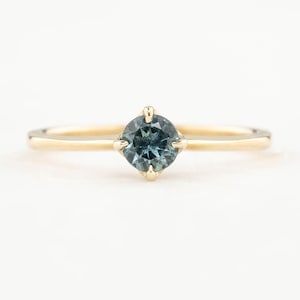4.5 mm Blau Grün Montana Saphir Ring Blauer Montana Saphir Verlobungsring Runder Montana Saphir Ring Verlobungsring 585 Gold