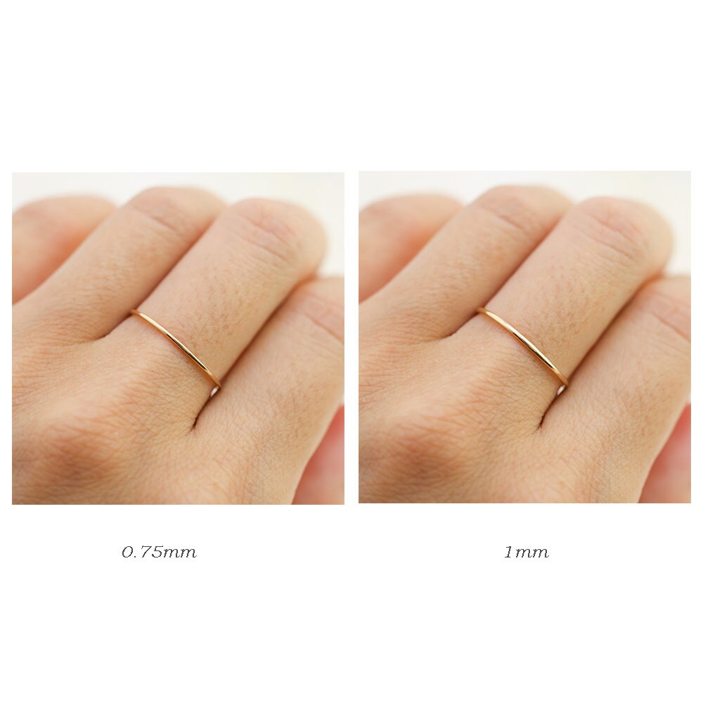 14k gold midi ring 0.75mm hammered textured knuckle ring Etsy