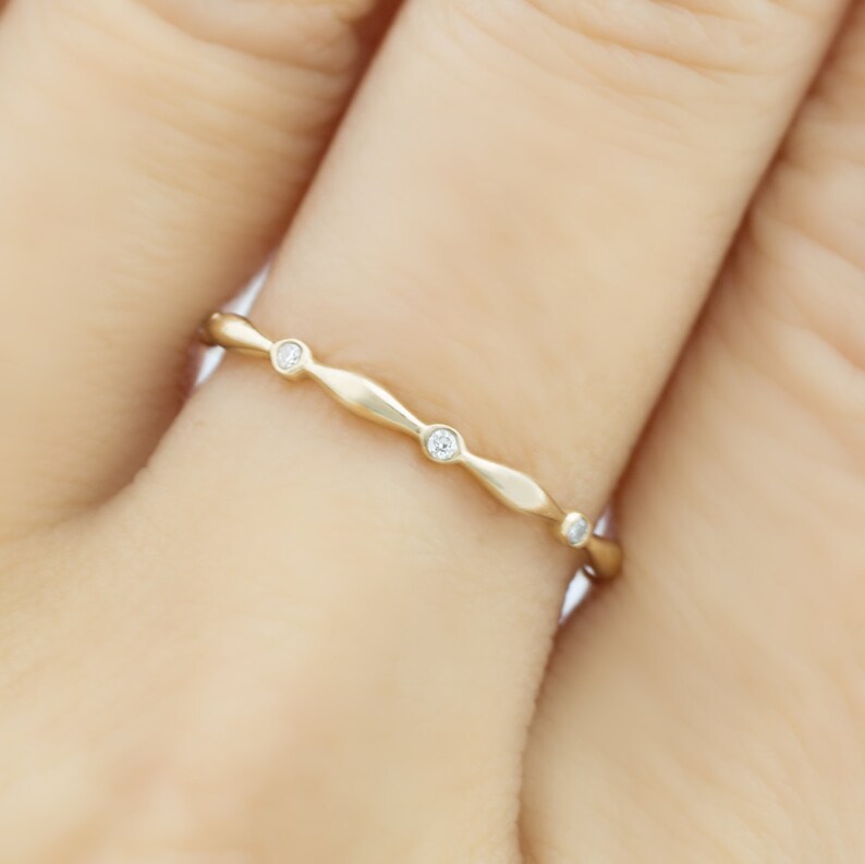 Dainty Platinum Diamond Eternity Ring Platinum Wedding Band Etsy