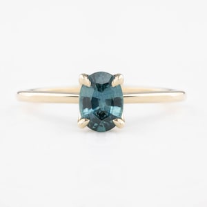 Blue Montana Sapphire Engagement Ring, 0.82ct Simple Montana Sapphire Ring, Oval Montana Sapphire engagement ring, Unique Blue Sapphire ring