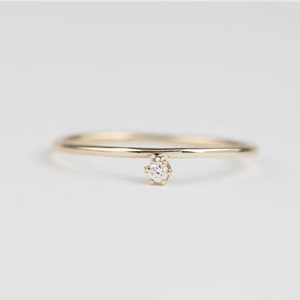 Minimalist engagement ring, simple engagement ring, delicate diamond ring, dainty solitaire ring, 14k solid gold, rose gold, white gold image 3