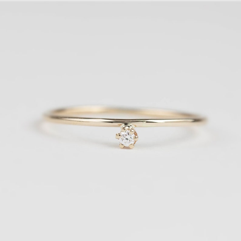 Minimalist engagement ring, simple engagement ring, delicate diamond ring, dainty solitaire ring, 14k solid gold, rose gold, white gold image 3