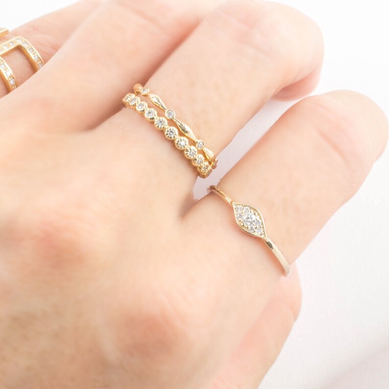 Evil eye ring 14k gold with white diamonds evil eye jewelry etsy