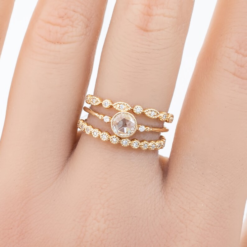 Diamond eternity band, Wedding band, diamond full eternity ring, genuine diamond ring, Bezel setting, 14k yellow gold, rose gold, white gold image 4