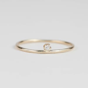 Minimalist engagement ring, simple engagement ring, delicate diamond ring, dainty solitaire ring, 14k solid gold, rose gold, white gold image 1