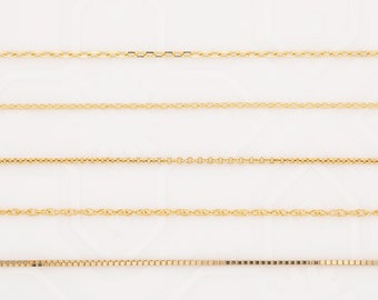 14k solid gold chain, Layer gold necklace, simple chain, dainty minimalist gold necklace, box, minimal necklace 14k yellow gold white gold