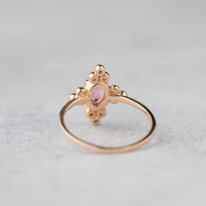 14k rose gold pink tourmaline diamond engagement ring Etsy