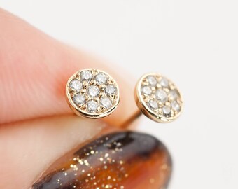 Flat round diamond earrings sale