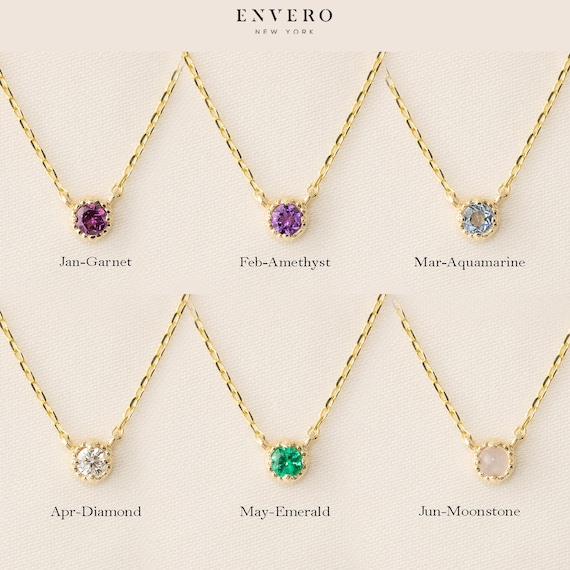 Yellow gold birthstone necklace clearance