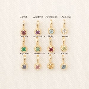 Birthstone charm add-on, 1.5mm genuine birthstone charm for personalized necklace, Recycled Gold, 14k yellow gold, rose gold, white gold
