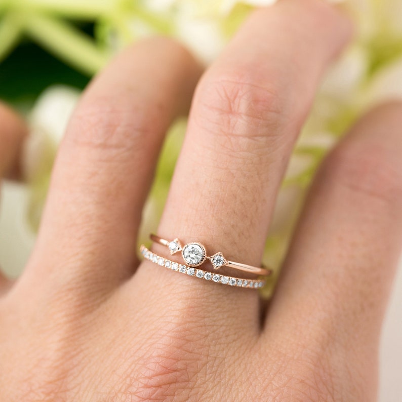 14k white gold diamond engagement ring, 14k white gold diamond ring, antique inspired delicate engagement ring, 0.12ct G SI diamond image 6