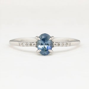 Diamond Pave Montana Sapphire Ring, Oval Montana Sapphire Ring, Vintage ...