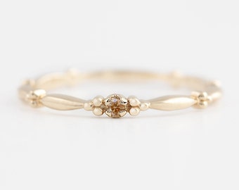 Tiny champagne diamond solitaire ring, champagne diamond dainty stacking ring, brown diamond stack rings, diamond stacking ring, unique ring