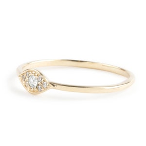 Evil eye ring, 14k gold with white diamonds, Evil eye jewelry, rose gold white gold option image 2