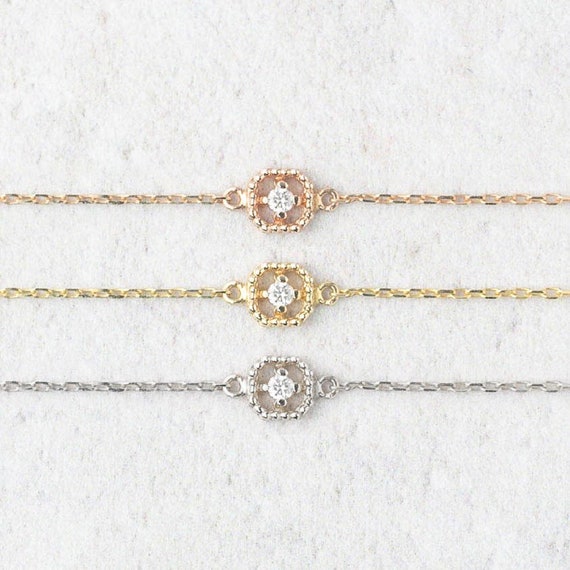 14k Gold Tiny Diamond Bracelet Diamond Floating Bracelet Diamond