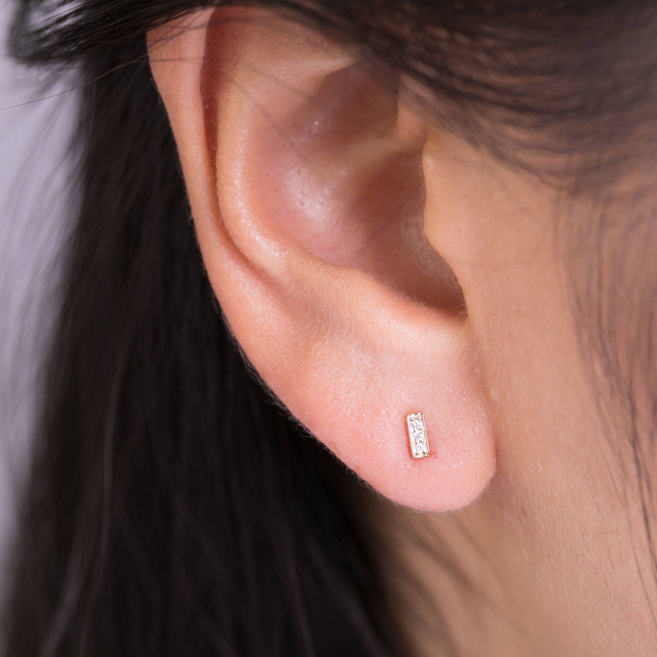 Small diamond bar earrings clearance