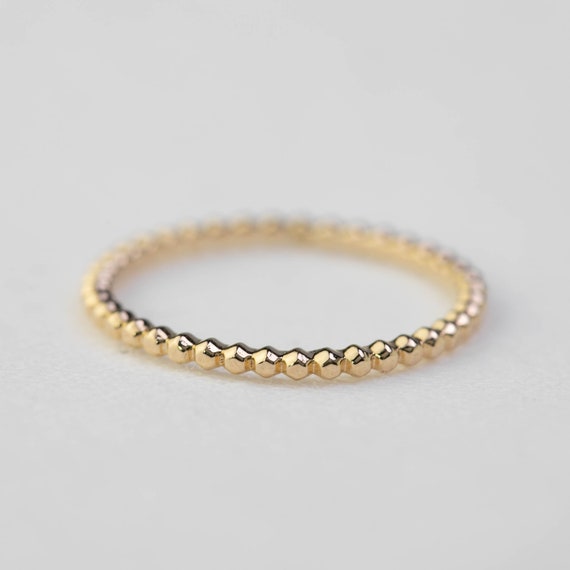 14K Gold Ring, Bead Chain Ring, Dainty Rings 14K Gold / 8 / 1.5mm