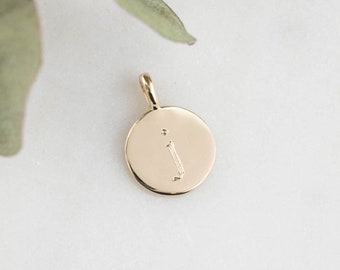 Solo disco! Collana con ciondolo iniziale a disco singolo, collana con ciondolo a disco rotondo da 9 mm, cerchio in oro massiccio 14k, oro rosa, oro bianco, iniziale incisa.