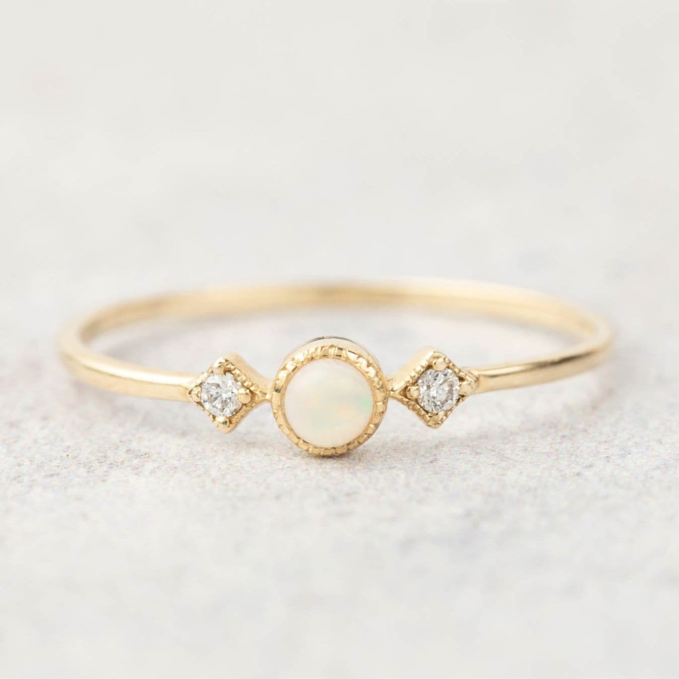 White Opal Ring 14k Solid Gold Natural Dainty Australian - Etsy Canada