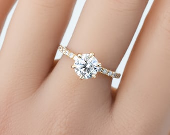 1.31ct Lab Diamond Engagement Ring Round Diamond Engagement - Etsy Australia