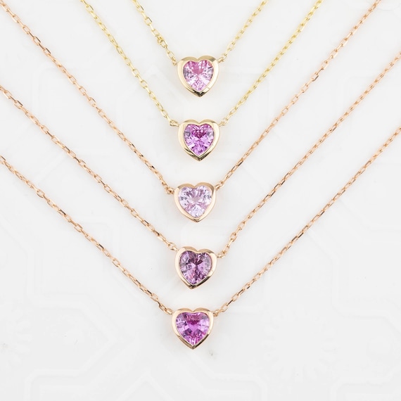 Pink sapphire heart necklace sale