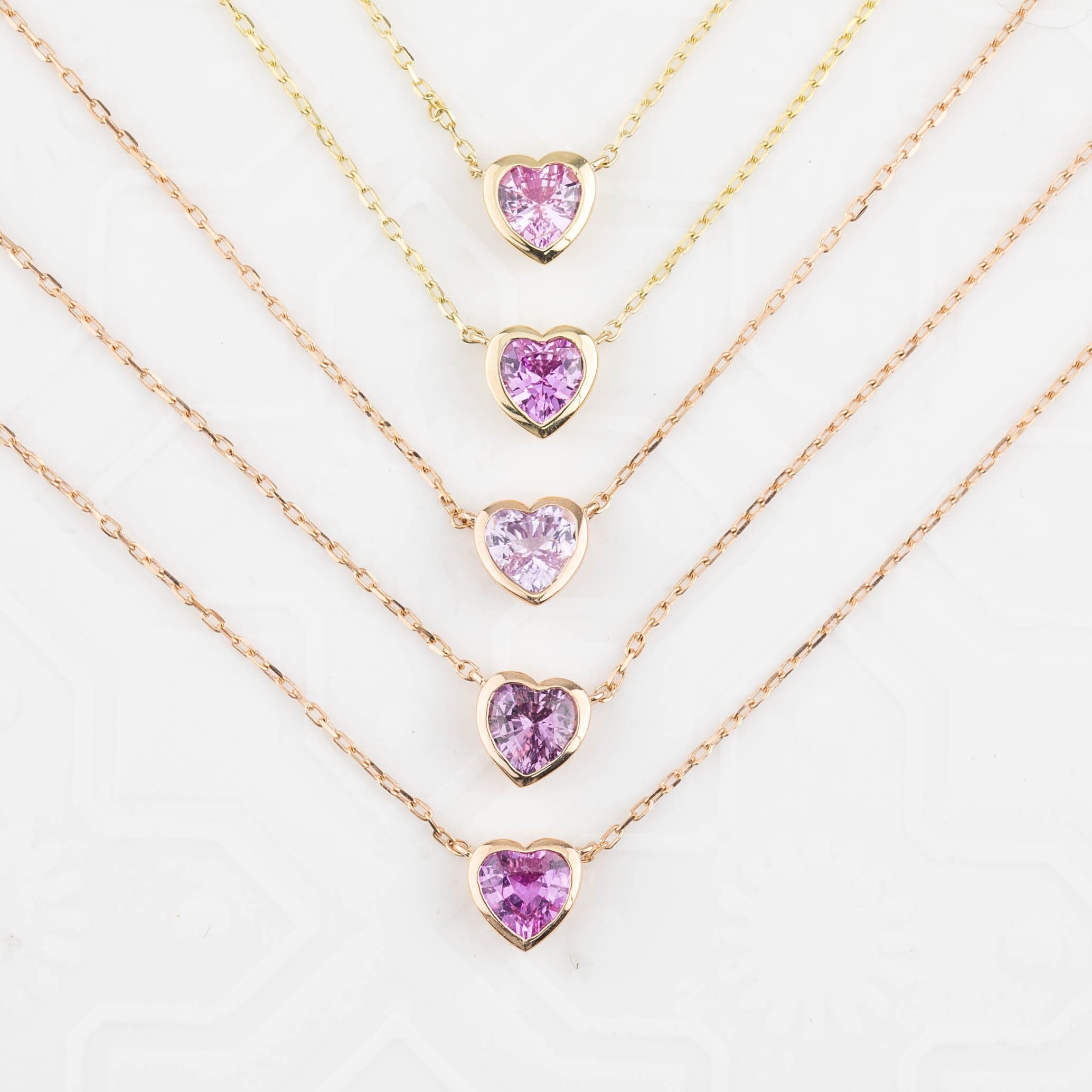 Pink sapphire heart pendant deals