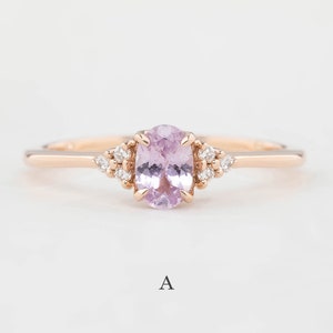 Oval Pink Sapphire Engagement Ring, Pink Sapphire Diamond cluster ring, Oval Sapphire, Vintage inspired Oval Pink Sapphire engagement ring image 2