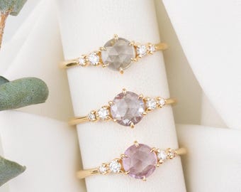 Anello di fidanzamento con zaffiro naturale, zaffiro rosa, zaffiro pesca, anello di fidanzamento unico con zaffiro verde, anello di fidanzamento con zaffiro non riscaldato