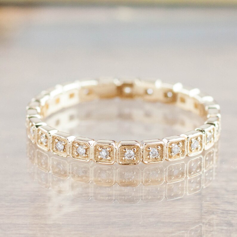 14k gold diamond eternity band diamond full eternity band | Etsy