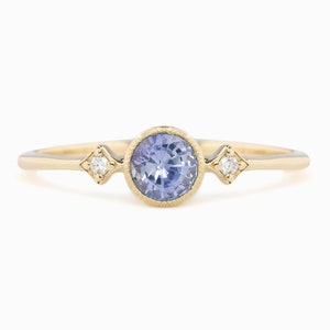 Ceylon blue sapphire diamond engagement ring, unique alternative engagement ring, Ceylon blue sapphire ring, light blue solid 14k gold ring