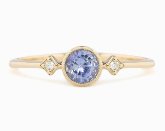 Ceylon blue sapphire diamond engagement ring, unique alternative engagement ring, Ceylon blue sapphire ring, light blue solid 14k gold ring