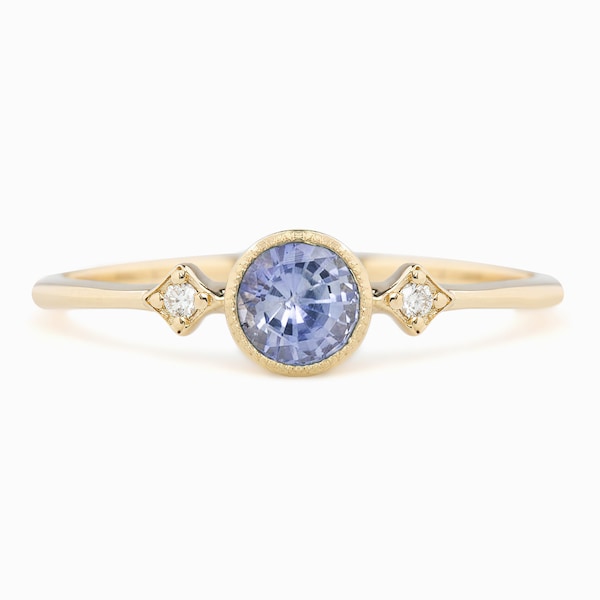 Ceylon blue sapphire diamond engagement ring, unique alternative engagement ring, Ceylon blue sapphire ring, light blue solid 14k gold ring