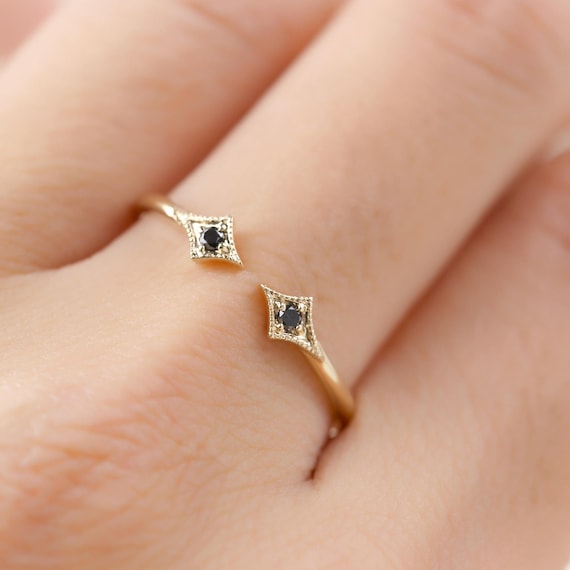Exclusive Double Bar Open Ring With Two Black Stone, Open Bar Ring With  Black Stones - Etsy | Minimal jewelry, Gold bar ring, Jewelry essentials