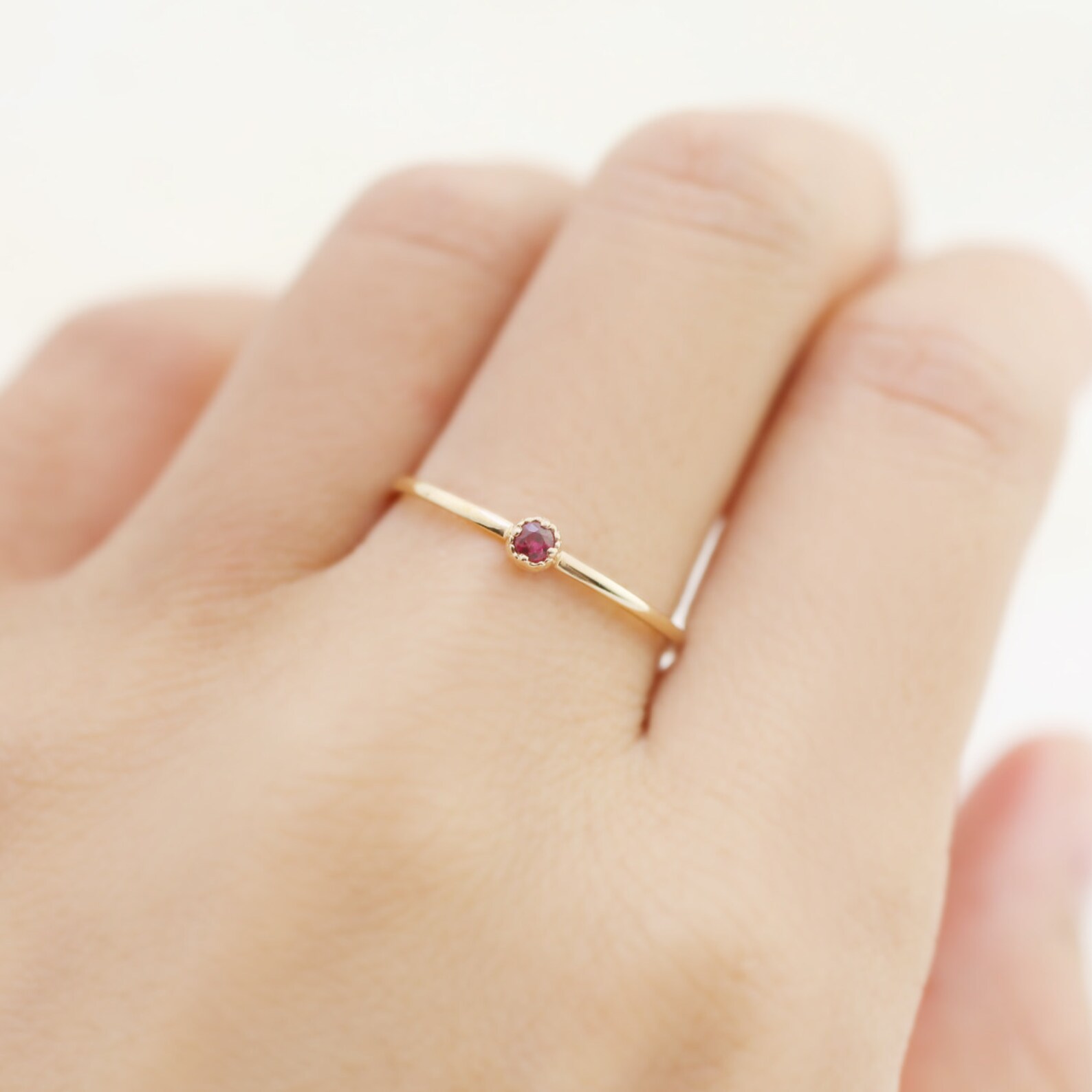 Tiny Ruby Solitaire Ring Dainty Delicate Simple Ruby Ring - Etsy UK